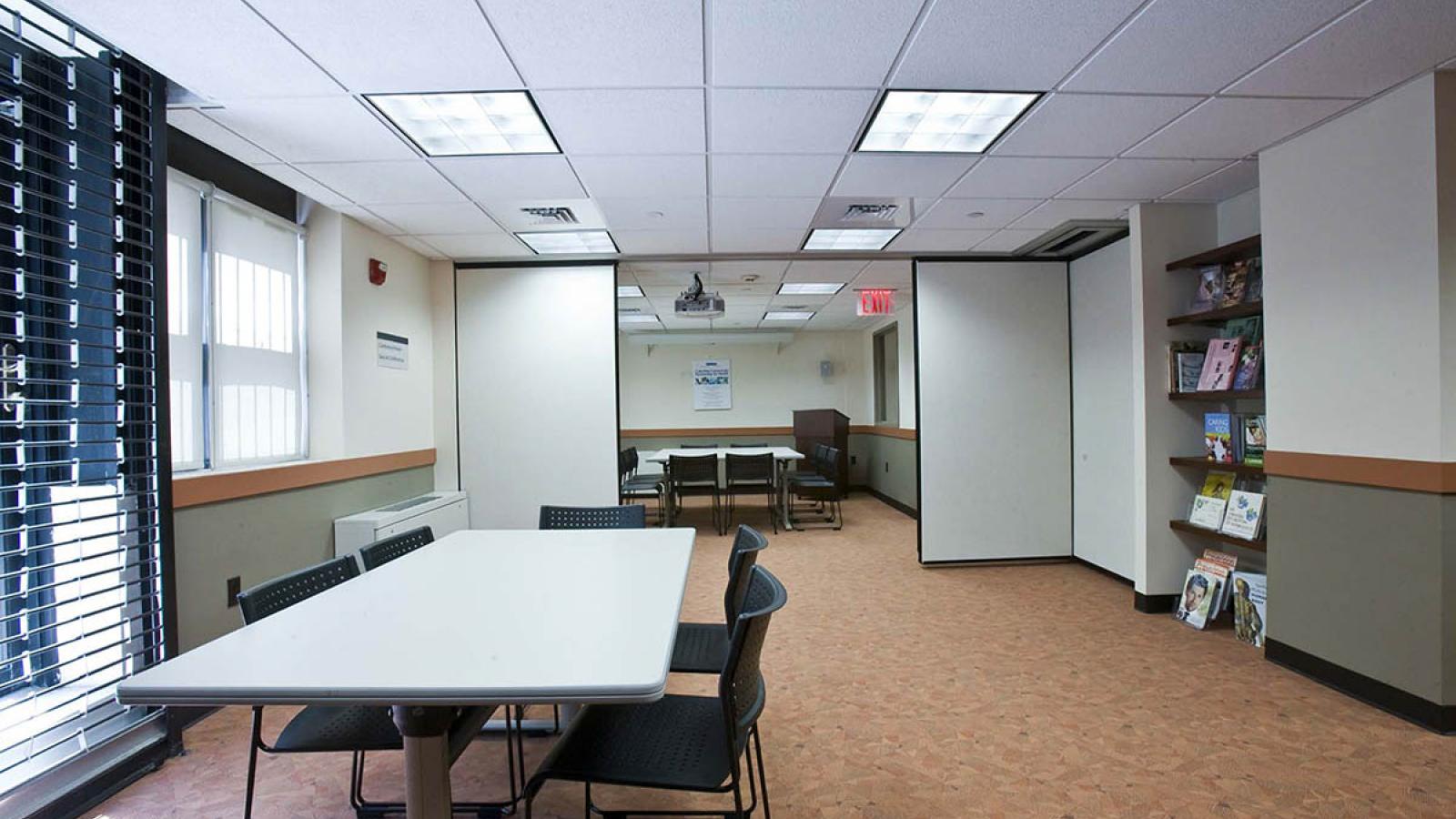 table and chairs in a room